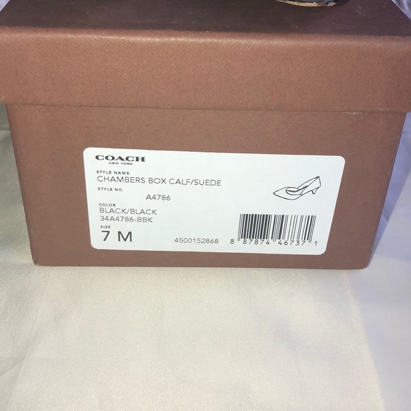 Coach Chambers Box Calf Black Suede Mid Heels / 7 - Picture 2 of 8